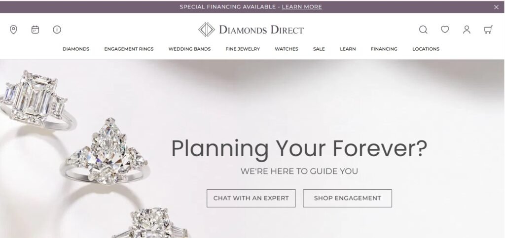 Diamonds Direct Website Homepage