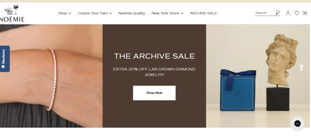 Noemie Jewelry Website Homepage