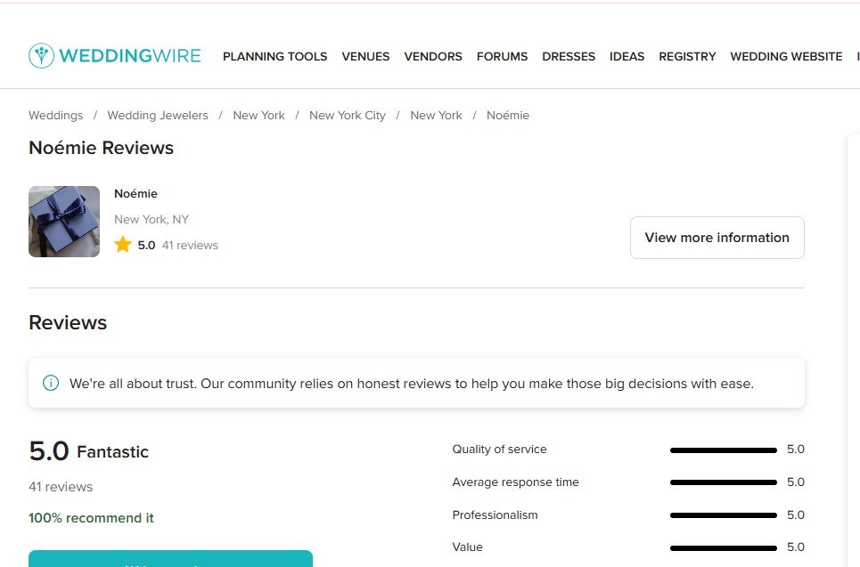 Noemie Jewelry Reviews on WeddingWire