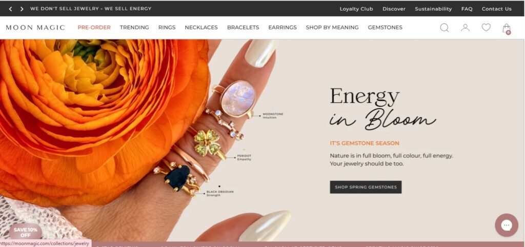 Moon Magic Jewelry Website Homepage