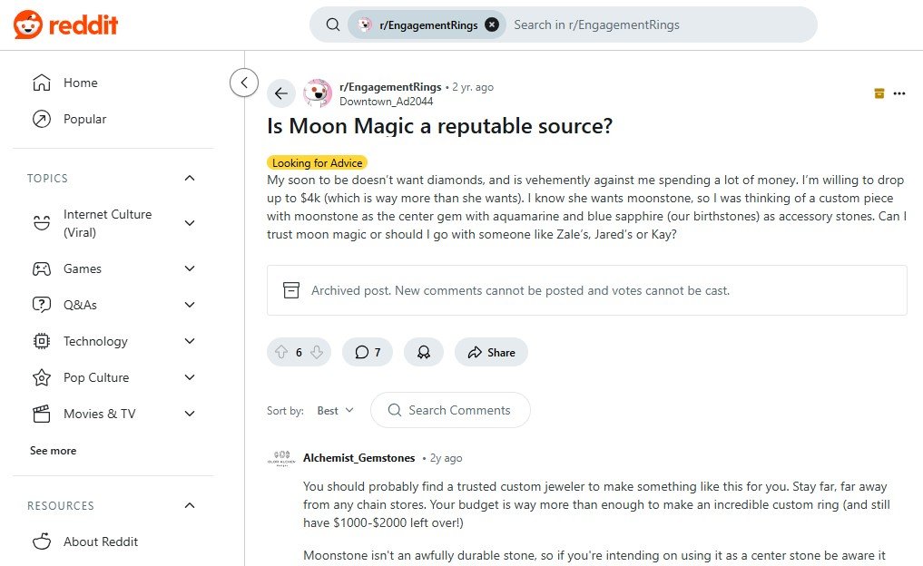 Moon Magic Jewelry Reviews on Reddit