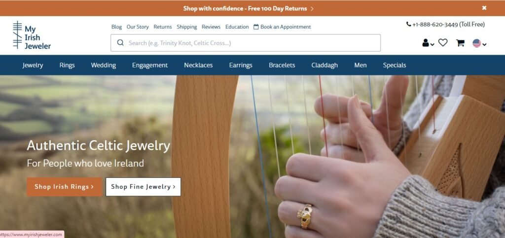 My Irish Jeweler Website Homepage
