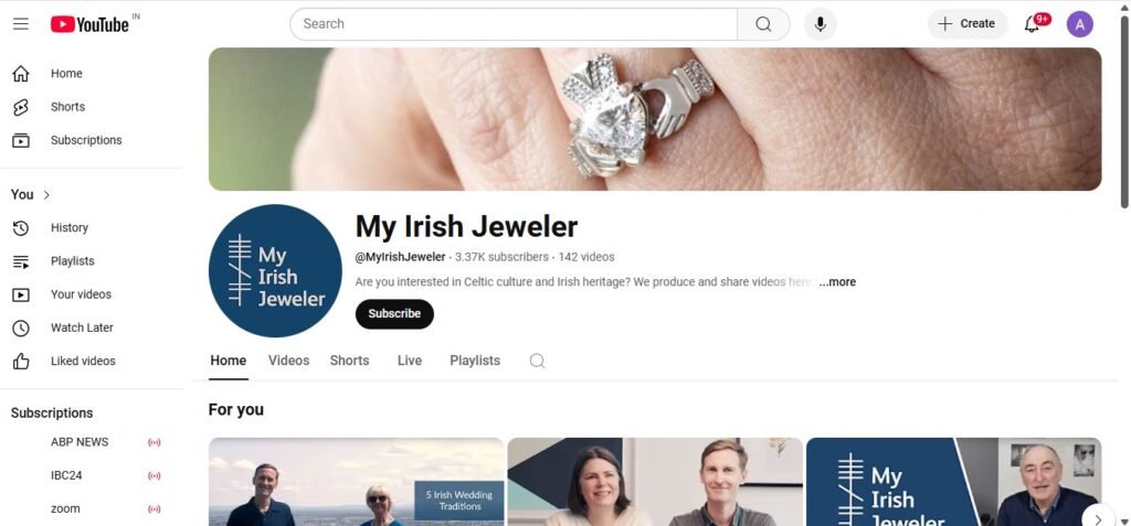 My Irish Jeweler YouTube Channel