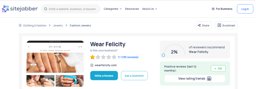 Wear Felicity Review On Sitejabber