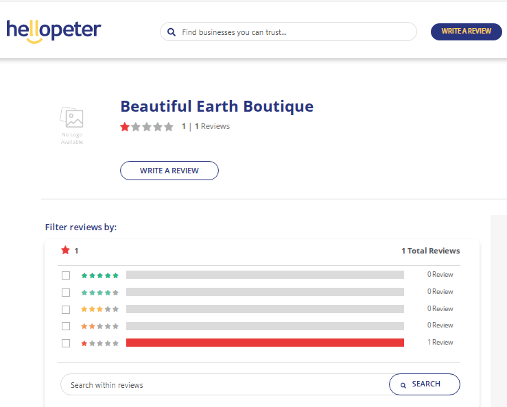Beautiful Earth Boutique Review On Hellopeter