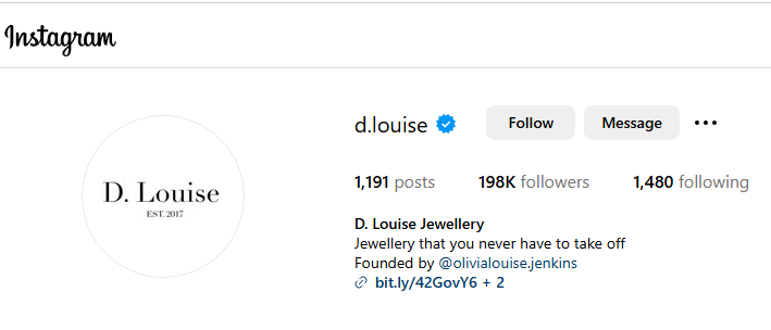 D Louise Jewelry Instagram Profile