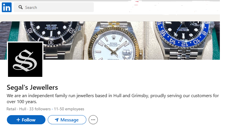 Segal Jewelry LinkedIn Profile