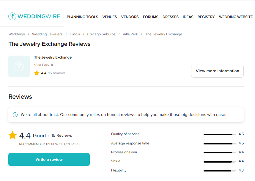 The Jewelry Exchange Review On WEDDINGWIRE