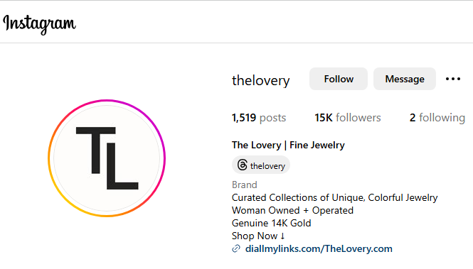 The Lovery Fine Jewelry Instagram Profile