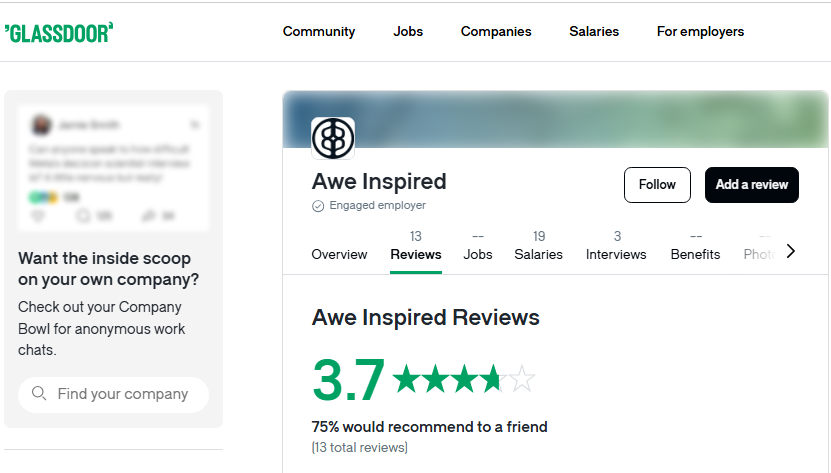 Awe Inspired Jewelry Review On GlassDoor