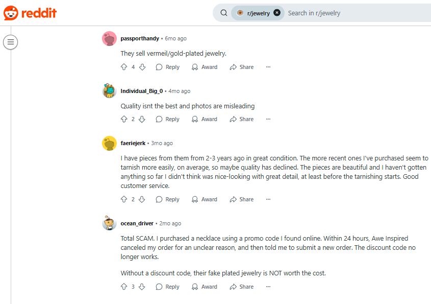 Awe Inspired Jewelry Review On Reddit