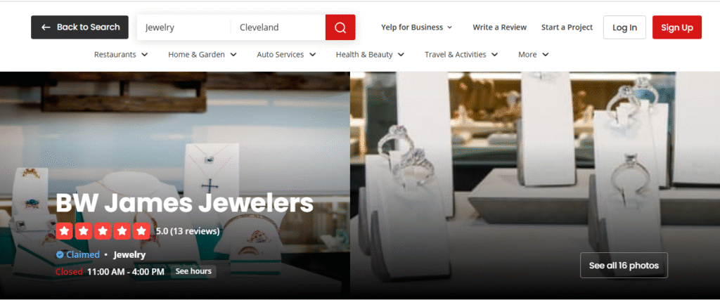 BW James Jewelers Review On Yelp