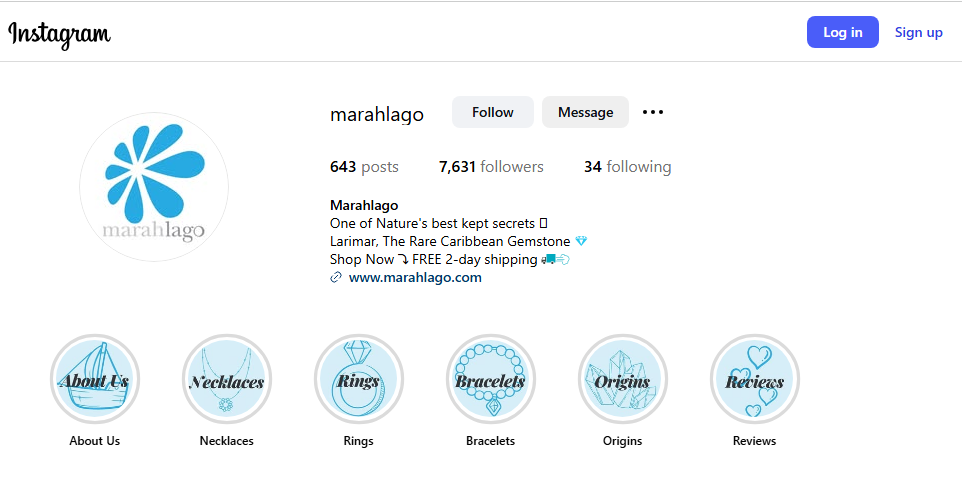 Marahlago Jewelry Instagram Profile