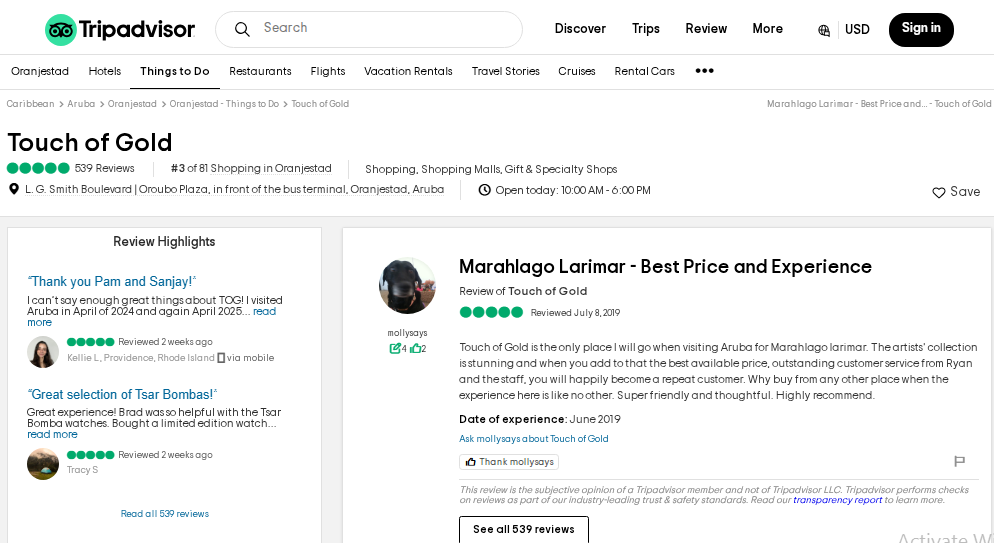 Marahlago Jewelry Review On Tripadvisor