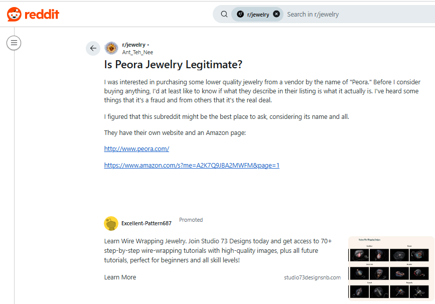 Peora Jewelry Review On Reddit