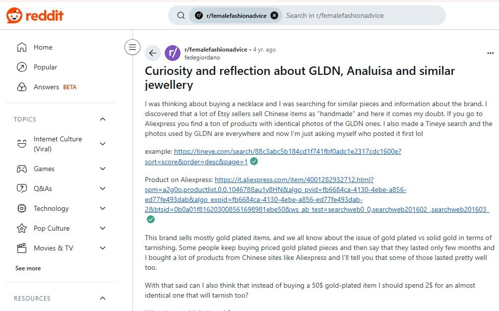 GLDN Jewelry Reviews On Reddit