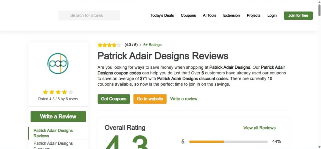 Patrick Adair Designs Reviews On TenereTeam