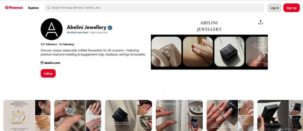 Abelini Jewellery Pinterest Profile