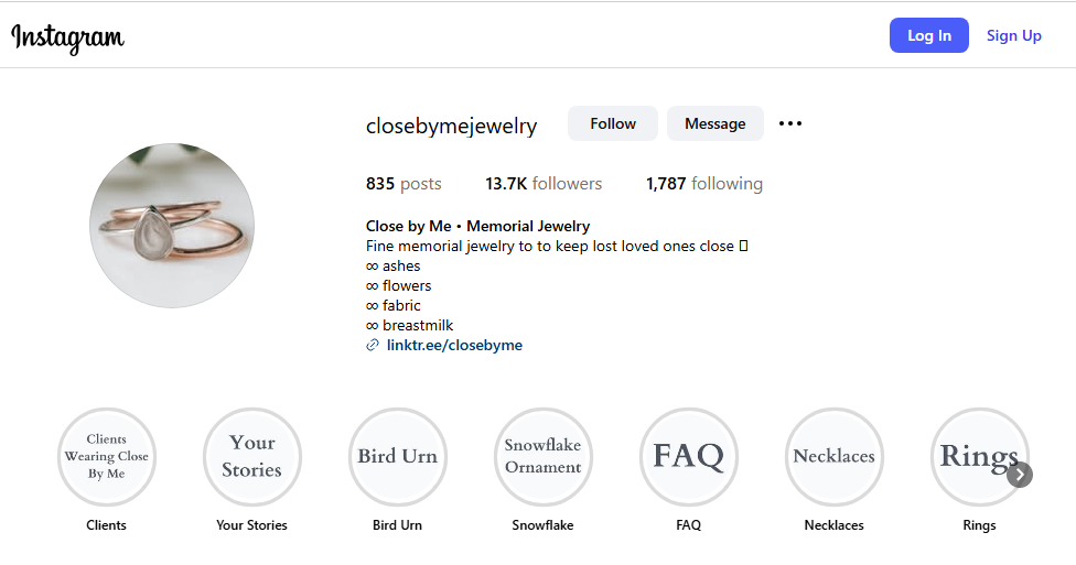 Close By Me Jewelry Instagram Profile