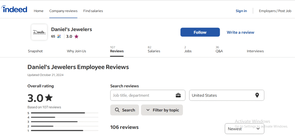 Daniel Jewelry Inc Review On Indeed