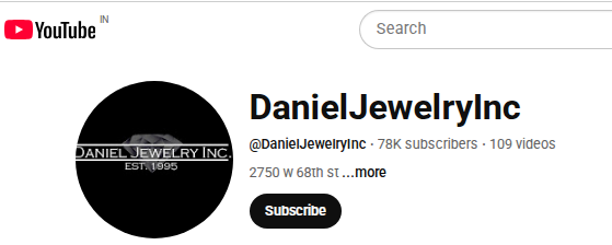 Daniel Jewelry Inc YouTube Channel