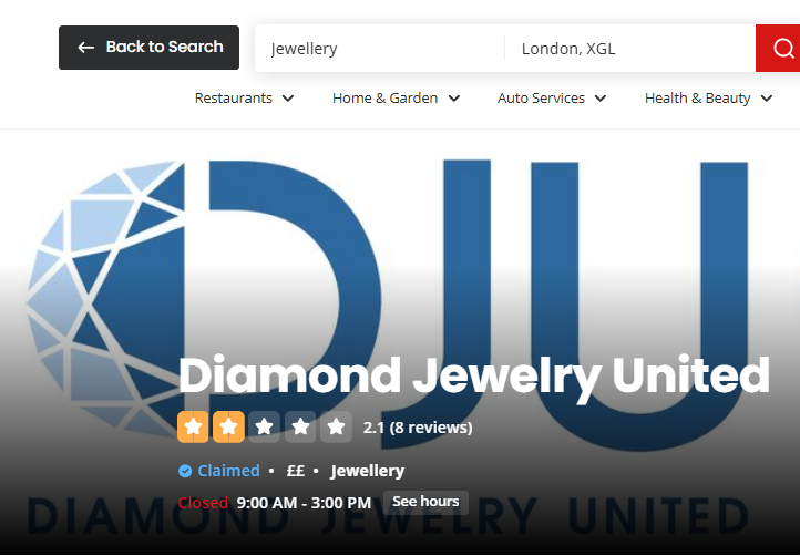 Diamond Jewelry United Review on Yelp
