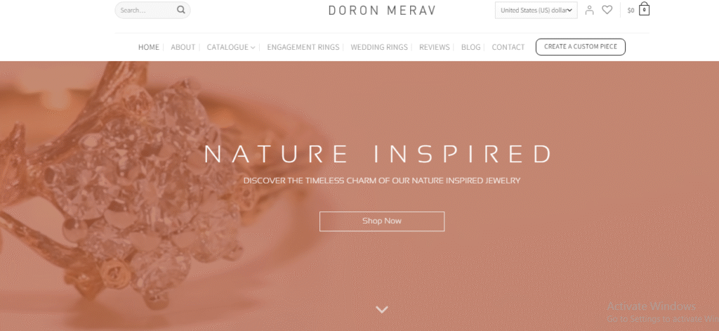 Doron Merav Jewelry Website Homepage