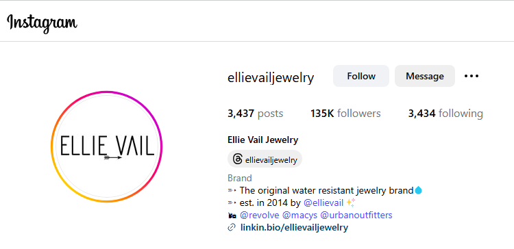 Elli Vail Jewelry Instagram Profile