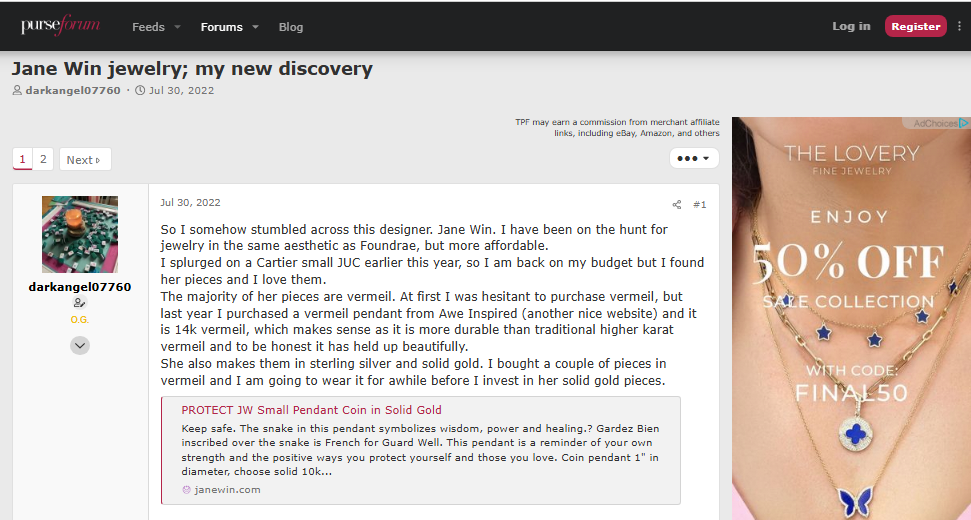 Jane Win Jewelry Review On PurseForum