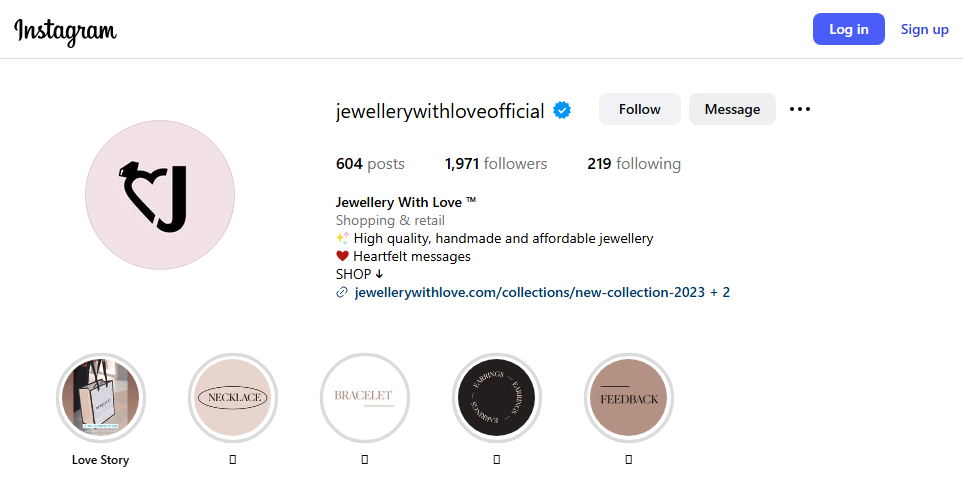Jewellery With Love Instagram Profile