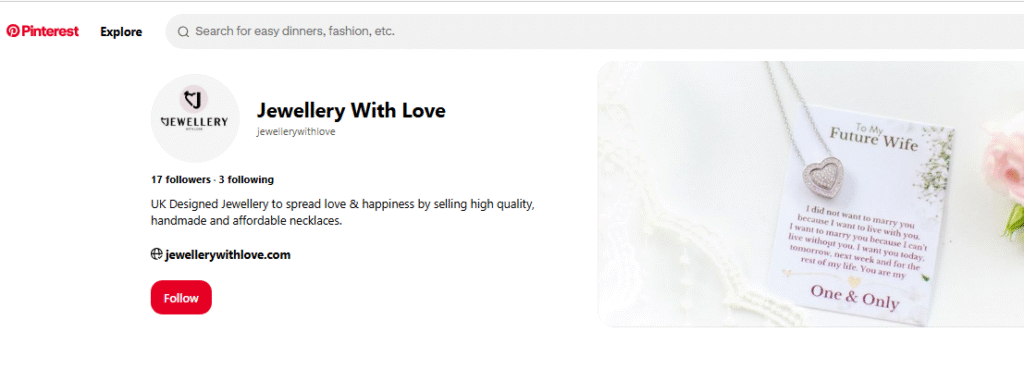 Jewellery With Love Pinterest Profile