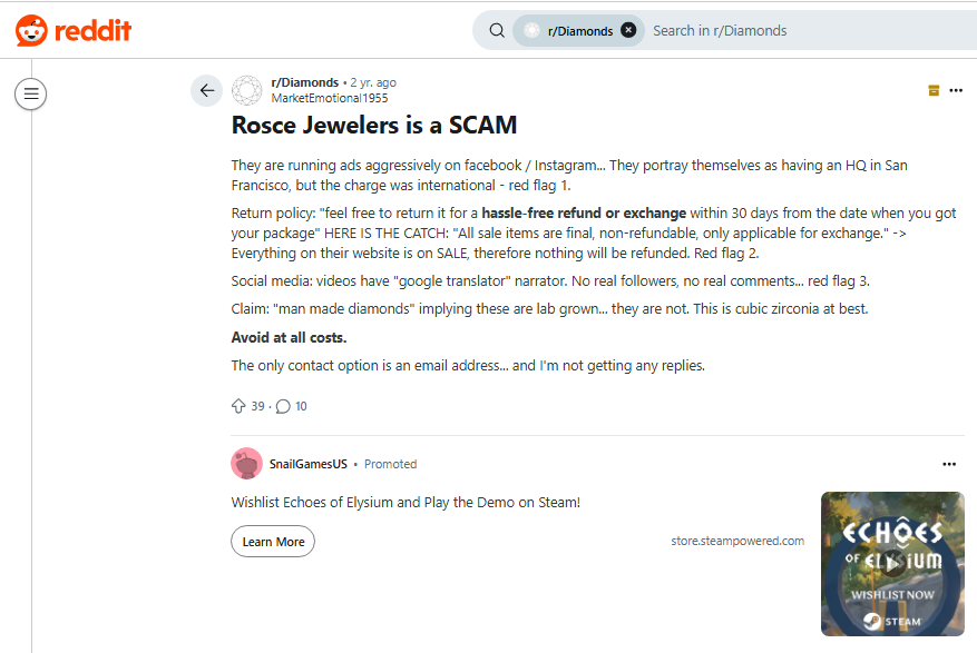 Rosce Jewelers Review On Reddit