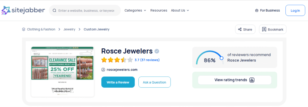 Rosce Jewelers Review On Sitejabber