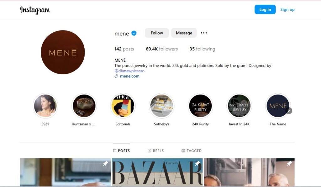 Mene Jewelry Instagram Profile Image