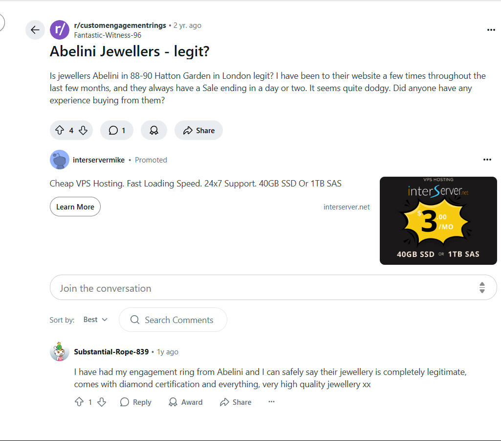 Abelini Jewellery Reviews on Reddit