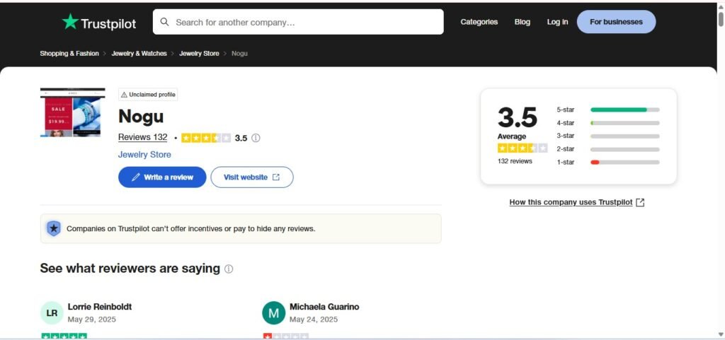 NOGU Jewelry Reviews on Trustpilot