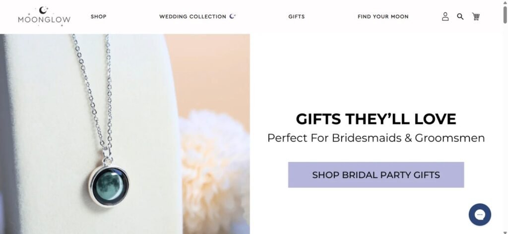 Moonglow Jewelry Website Homepage