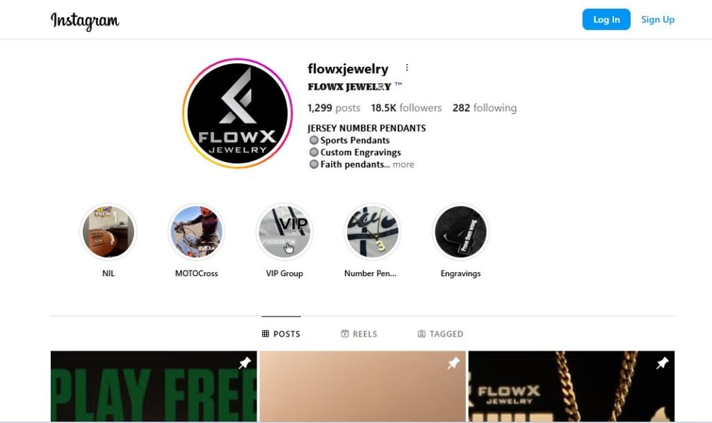 FlowX Jewelry Instagram Profile