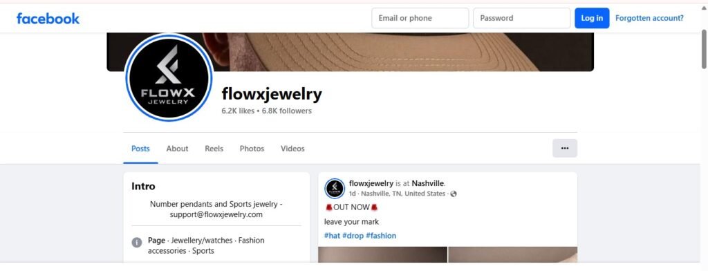 FlowX Jewelry Facebook Profile