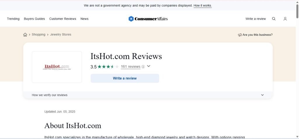 ItsHot Jewelry Reviews on ConsumerAffairs