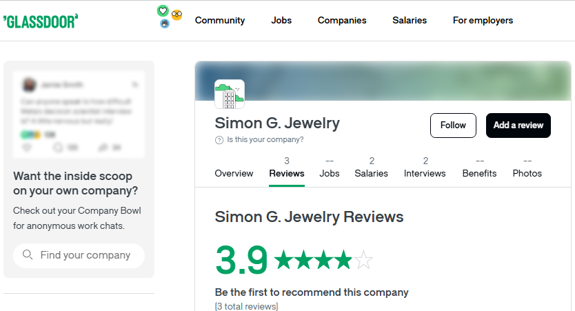 Simon G Jewelry Review On Glassdoor
