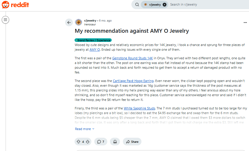 Amyo Jewelery Review On Reddit