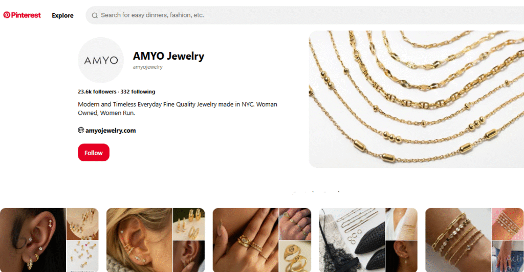 Amyo Jewelry Pinterest Profile