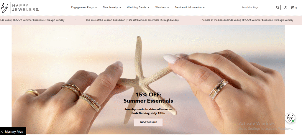 Happy Jewelers Website Homepage