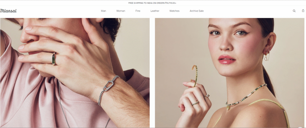 Mianasi Jewelry Website Homepage