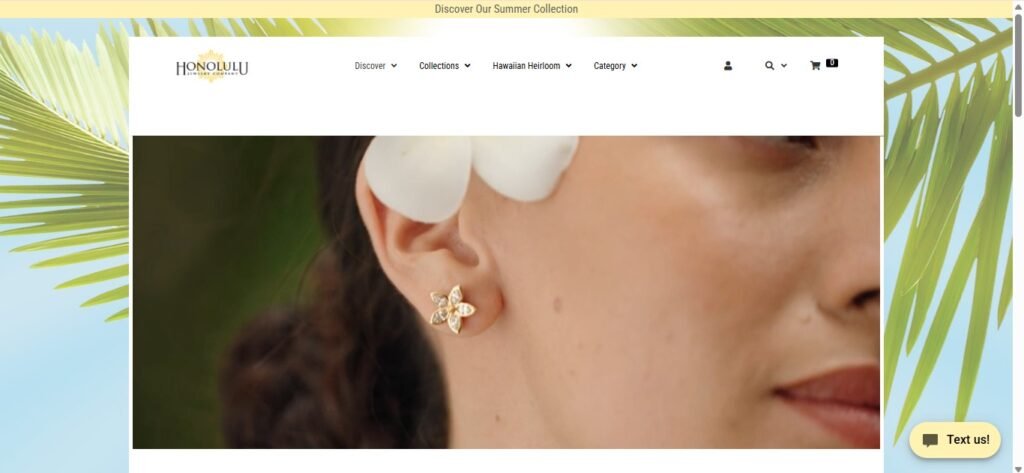 Honolulu Jewelry Website Homepage
