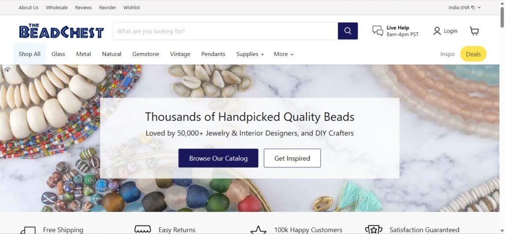 The Bead Chest Website Homepage