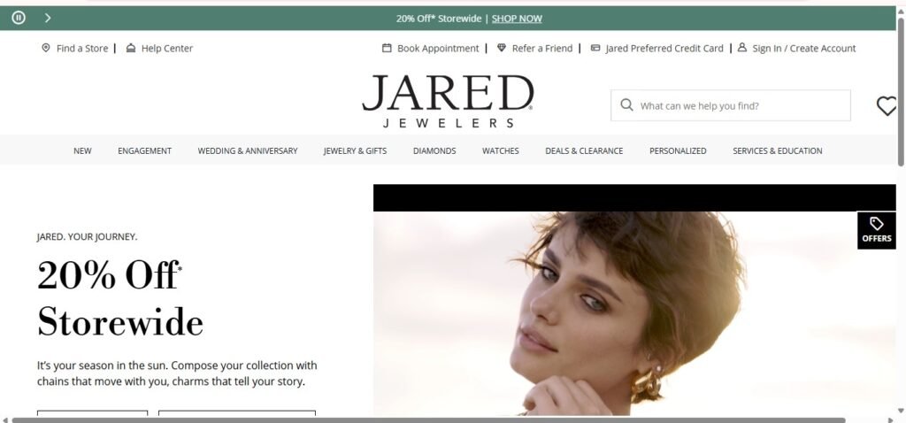 Jared Jewelry Website Homepage