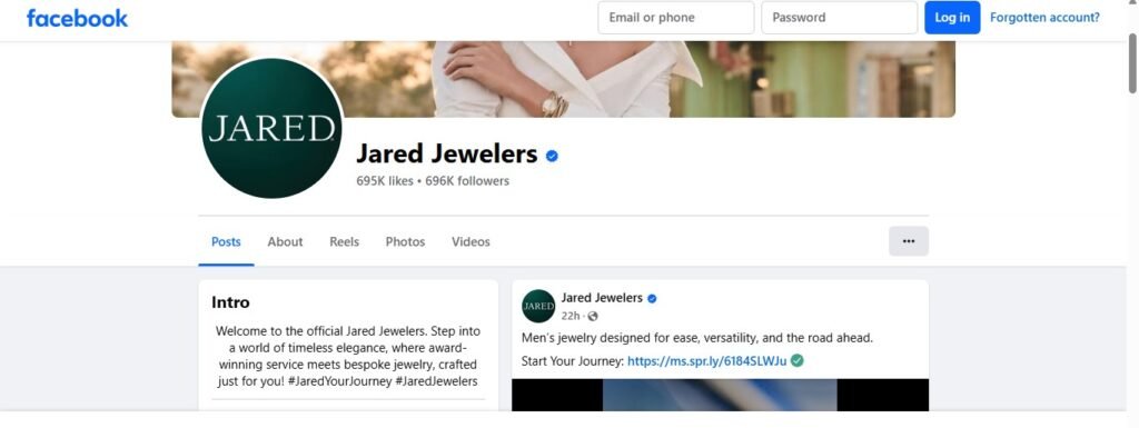 Jared Jewelry Facebook Profile