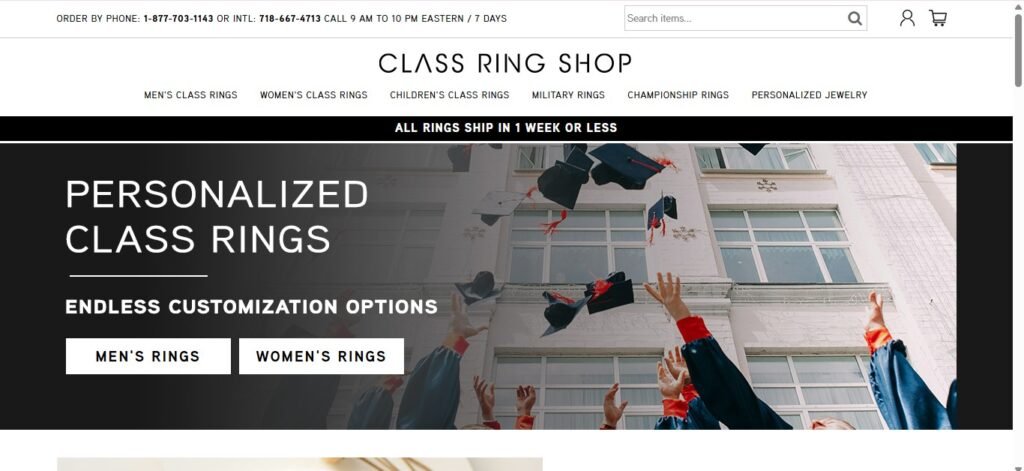 Class Ring Shop Homepage Image